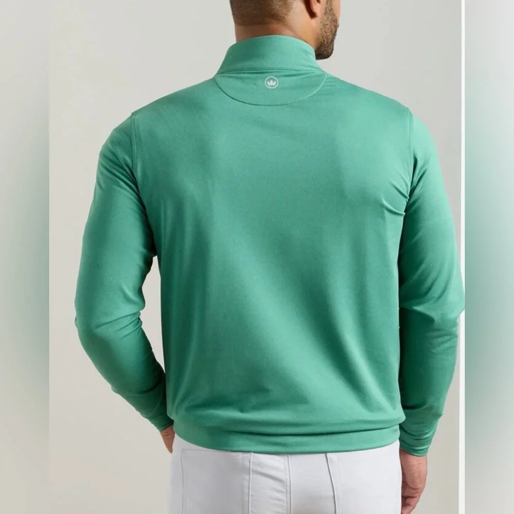 Peter Millar Men's Mint Green Quarter-Zip Performance Sweater